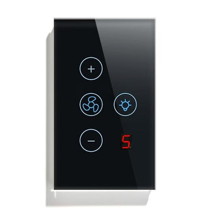 Zibee Smart Ceiling Fan and Light Switch Combo,Adjust Fan Speed,Glass Touch Panel,No Neutral line Needed and Neutral line Needed Dual Mode,ZigBee Hub Required,US.