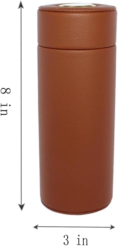 AMANCY Practical Travel 5 Cigar Humidor,Compact Brown Leather Cedar Wood Lined Cigar jar, Portable Cigar Case with Humidifier