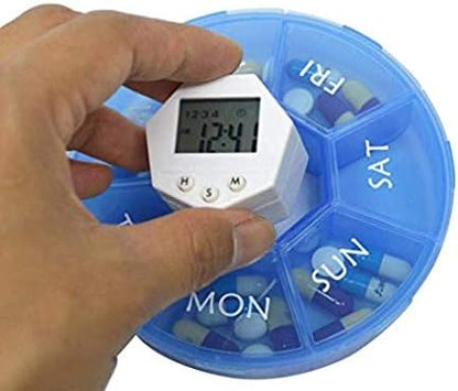 2Pcs Digital Pill Dispenser Automatic Weekly Pill Organizer Medicine Storage Container with Alarm Reminder (Blue)