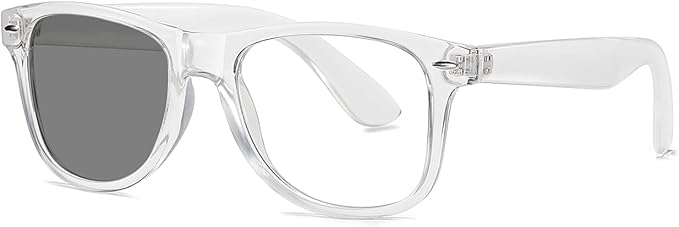 Photochromic Day Night Sunglasses Blue Light Blocking Glasses for Men and Women Retro Rectangle Transparent Frame