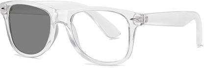 Photochromic Day Night Sunglasses Blue Light Blocking Glasses for Men and Women Retro Rectangle Transparent Frame