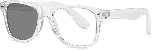 Photochromic Day Night Sunglasses Blue Light Blocking Glasses for Men and Women Retro Rectangle Transparent Frame