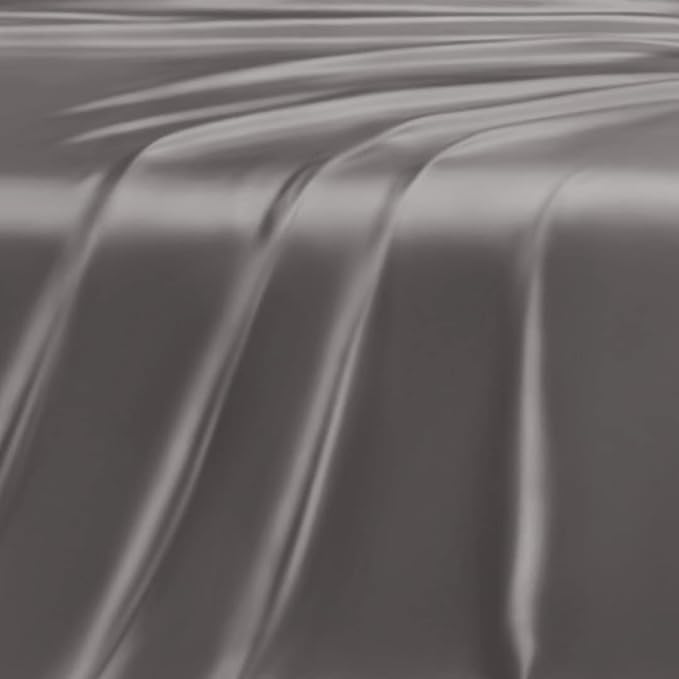 LINENWALAS Queen Flat Sheet Only - Rayon Derived from Bamboo Silk Bed Sheet, Premium Breathable Cooling Sheet, Soft Top Sheet (Queen, Light Grey)