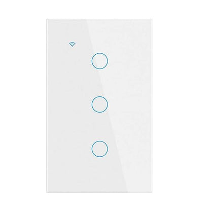 Smart Light Switch, Wi-Fi Enabled, White Glass Panel, Compatible with Apple HomeKit, Google Assistant, Alexa, No Neutral Wire Required, Touch Control (Wall Switch 3 Gang)