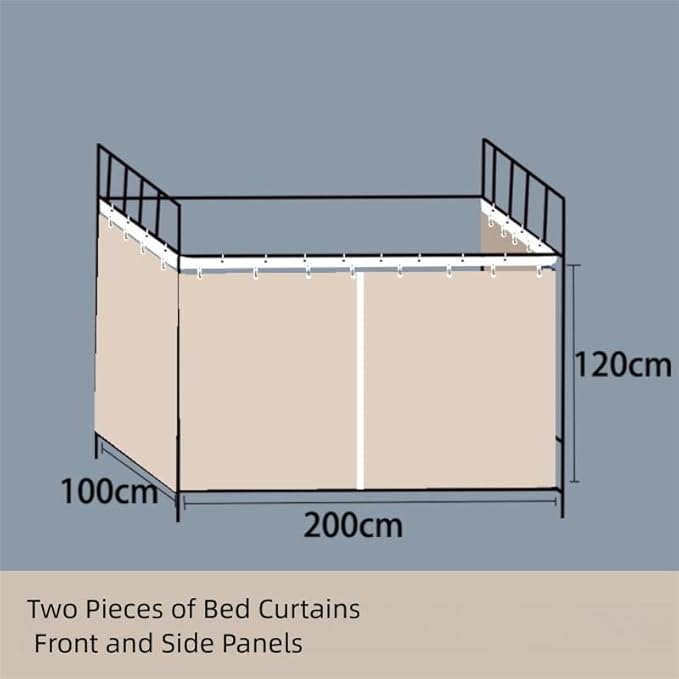 Blackout Bunk Bed Curtains Dorm Loft Privacy Cover Canopy Student Children Single Gray 2PCS