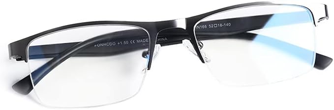 FONHCOO Reading Glasses for Women Men, Blue Light Blocking Reading Glasses Metal Half Frame Computer Readers Anti UV/Glare