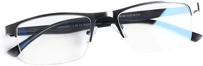 FONHCOO Reading Glasses for Women Men, Blue Light Blocking Reading Glasses Metal Half Frame Computer Readers Anti UV/Glare
