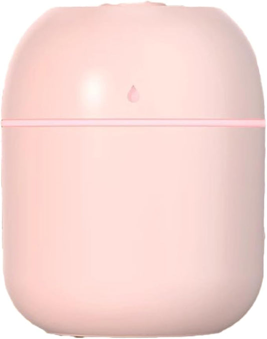 Portable Mini Humidifier Small Cool Mist Humidifier Personal Desktop USB Powered Super Quiet for Travel Car,Office,Baby Bedroom, Night Light, 2 Mist Modes, Auto Shut-off (pink)