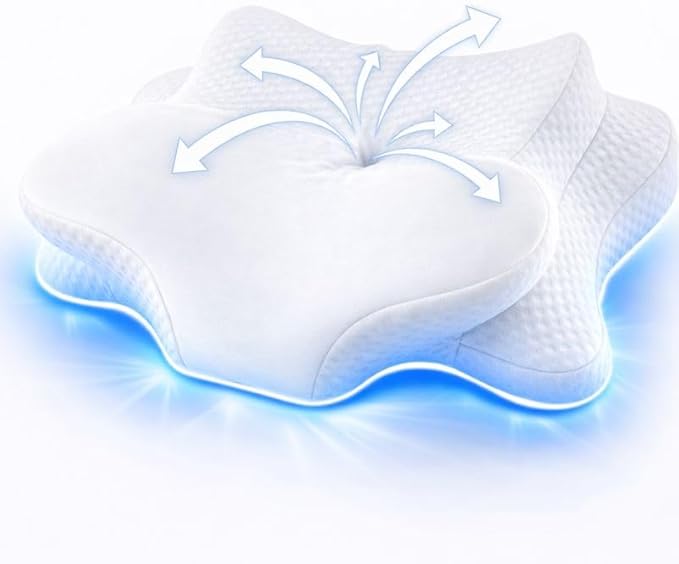 Cervical Neck Pillow - Memory Foam Pillow for Pain Relief Sleeping, Ergonomic Neck Support Contour Pillows for Side Back Stomach Sleepers,Orthopedic Breathable Pillowcase (White)
