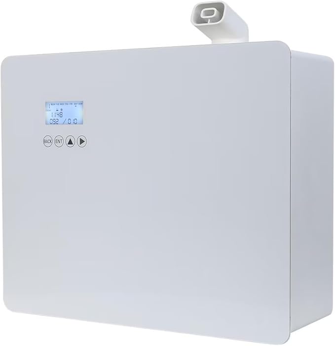 Commercial Scent Diffuser, HVAC Scent Machine for Large Space up to 8,000 Sq.ft, 1000ml Waterless Essential Oil Diffuser with Cold Air Diffusion Tech, Whole House Aroma System, Metal, White