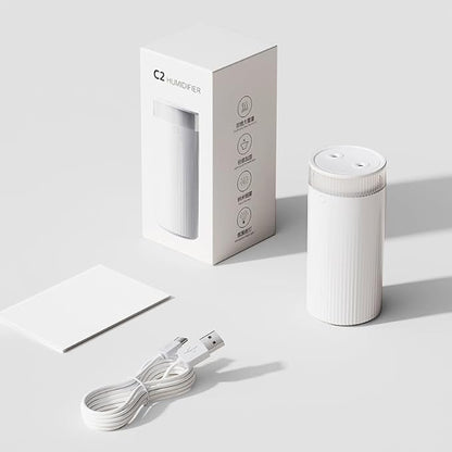 HomeBeyond Portable Mist Humidifier for Bedroom, 1.1L USB Charging and Plug-In Dual-Use, 28dB Quiet Dual Nozzle Air Humidifier for Home Baby Nursery & Plants, 8H Auto Shut-off and Warm Night Light
