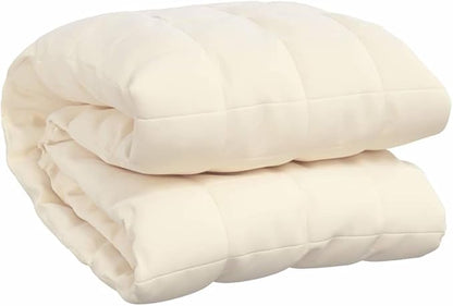 Light Cream Weighted Blanket 100% Brushed Polyester Microfiber, 33 lbs for Deep Sleep and Calm, 86.6 x 102.4 Inches with Even Glass Bead Filling, Soft Sensory Blanket