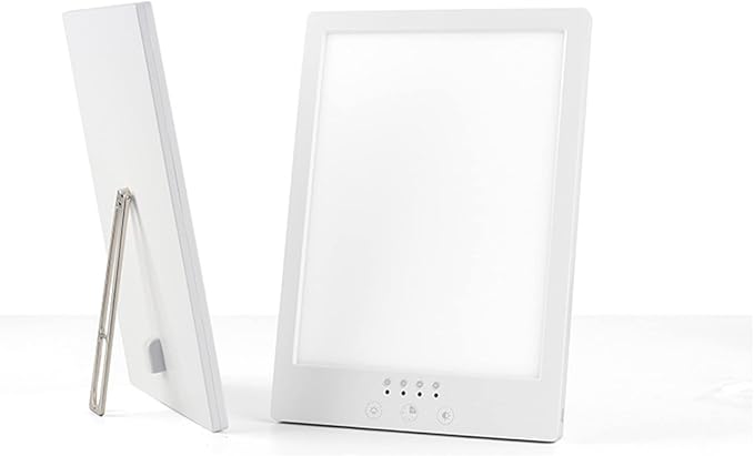 Light Therapy Lamp 10000 Lux Sun Light, Cool & Warm Light 4 Timers and 360°Rotatable Stand, for Home/Office/Travelling