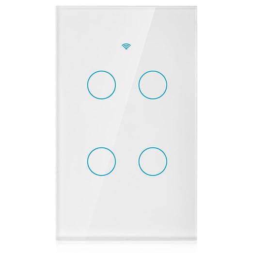 4-Way Smart Switch Wall Light Control Switch Remote Control Switch Voice Control Switch Single Circle for Home SIRI(US White)