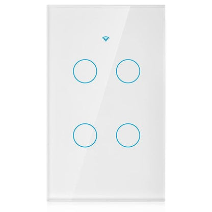 4-Way Smart Switch Wall Light Control Switch Remote Control Switch Voice Control Switch Single Circle for Home SIRI(US White)