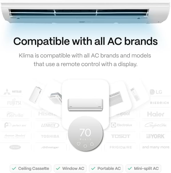 Boldr Klima Smart Thermostat for Air Conditioners, Window A/C, Mini Splits & Heat Pumps - Alexa & Google Home Compatible, WiFi Control App, Energy Saving, Easy DIY Install, Graphite Grey