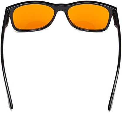 Eyekepper Blue Blocking Amber Bifocal Glasses for Sleep-Nighttime Bifocal Readers-Special Orange Tinted Glasses for Women Men (Black, +3.00)