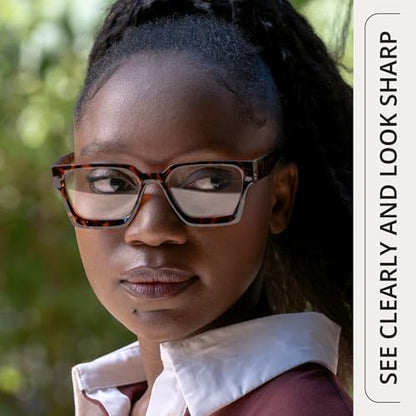 livho Oversized Eyewear Frame for Woman and Men - Rectangle Fashion Glasses for Computer, Chic Preppy Frame