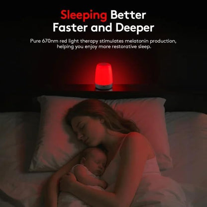 Baby Red Light Night Light: 670m Red Light Therapy for Sleep in Bedroom & Nursery - Stimulates Melatonin Production for Deeper Sleep for Adults & Kids (White)