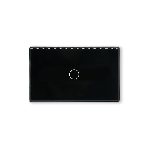 Smart Light Switch,1-Button,Aluminum Frame, Neutral Required,2.4GHz, Tuya Smart Life App,Voice Control,2.5D Curved-Edge Tempered Glass Panel,Black