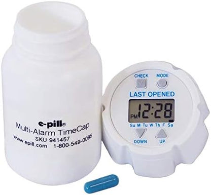 e-Pill TimeCap – Smart Pill Bottle Cap with Last Opened Time Stamp & Up to 24 Daily Alarms