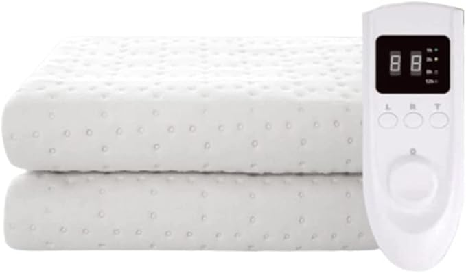 HRTC Full Size Electric Blanket Soft Comfortable Electric Overblanket Dual Control Smart Timing Heating Blanket Machine Washable