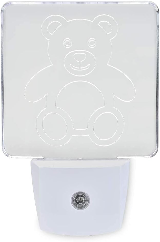 Red LED Dim Night Light for Bedrooms & Bathrooms [2 Pack] - BioRhythm Safe - (Teddy Bear)