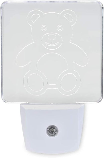 Red LED Dim Night Light for Bedrooms & Bathrooms [2 Pack] - BioRhythm Safe - (Teddy Bear)