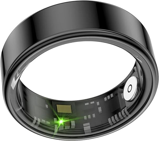 Smart Health & Fitness Tracker Ring - Heart Rate Monitor, Sleep Tracking, IP68 Waterproof, Multi-Sport Activity Tracking for Women & Men, Compatible with iOS/Android(Black8#)