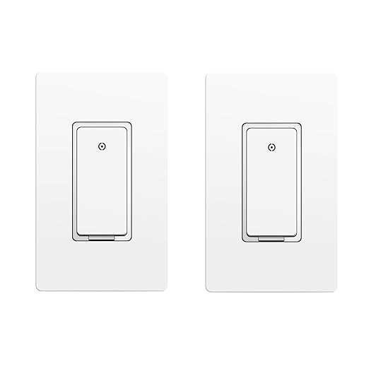 Smart Switch with Matter, Connected Wall Switch for Apple Home, Google Home, SmartThings, Single Pole, NOT for Alexa, UL-Certified, White,10A, 2-Pack