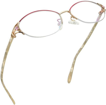 LifeArt Alloy Semi-Rimless Reading Glasses,Blue Light Blocking Glasses, Anti Eyestrain, Computer Gaming Glasses, TV Glasses for Women Men, Anti Glare (Rose Gold, +1.50 Magnification)