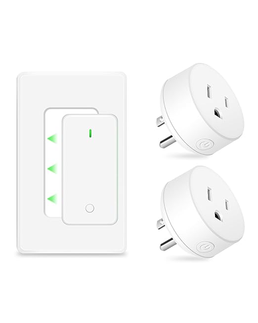 NineLeaf Remote Control Outlet Plug Wireless On Off Power Switch, Wireless Light Switch for Lamp, Light, Fan, Programmable, Compact, 500ft RF Range, FCC Listed,1Remote +2Outlets