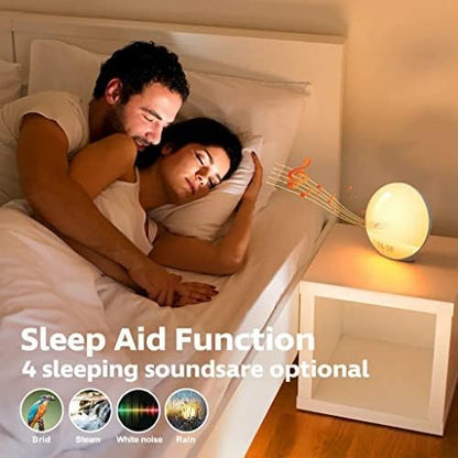Dekala Sunrise Alarm Clocks for Heavy Sleepers, Wake up Light Sunrise, FM Radio, Dual Loud Alarms with White Noise Sounds, 7 Colors Night Light for Bedrooms Decor, Adults, Kids