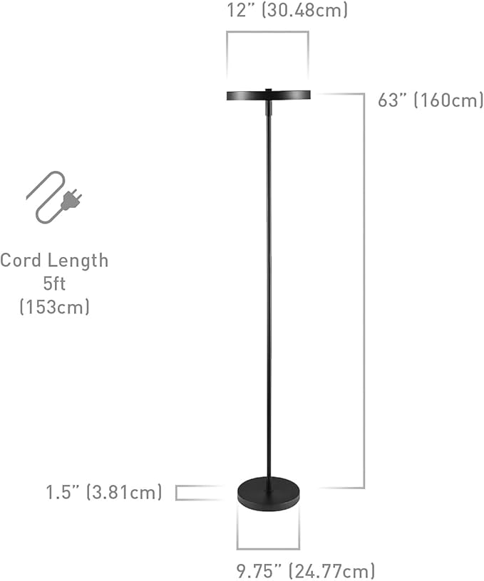 Globe Electric Wi-Fi Smart Floor Lamp, Satin Black, No Hub Required, Voice Activated, 36 Watts, Multicolor Changing RGB, Tunable White 2000K - 5000K, 2500 Lumens, 50,000 Hours, 80 CRI,67589