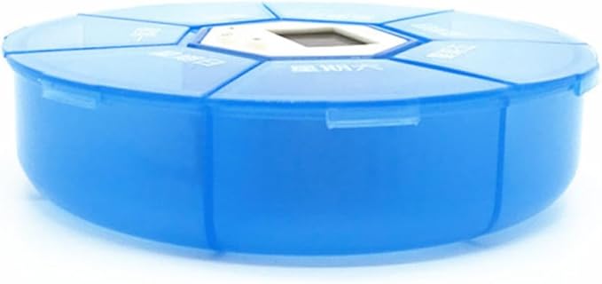 Compartment Pill Dispenser with Alarm Clock Reminder Portable Medication Organizer for Daily Use Read Labels for Patients Blue