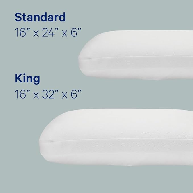 Casper Sleep Essential Cooling Hybrid Pillow, King Size – Dual-Sided Foam & Down-Alternative Fill, Medium Feel, Cooling Cover, Supports Side Sleepers, Breathable & Pressure-Relieving