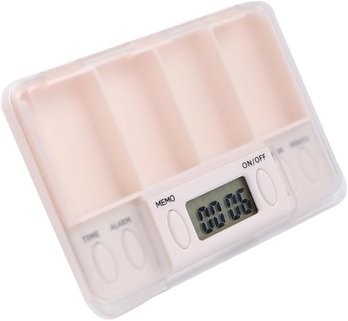 PartyKindom Medication Dispenser Pill Box Portable Daily Pill Case Alarm Clock for Medicine Reminder Sturdy Storage for Patients
