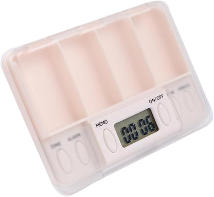 PartyKindom Medication Dispenser Pill Box Portable Daily Pill Case Alarm Clock for Medicine Reminder Sturdy Storage for Patients