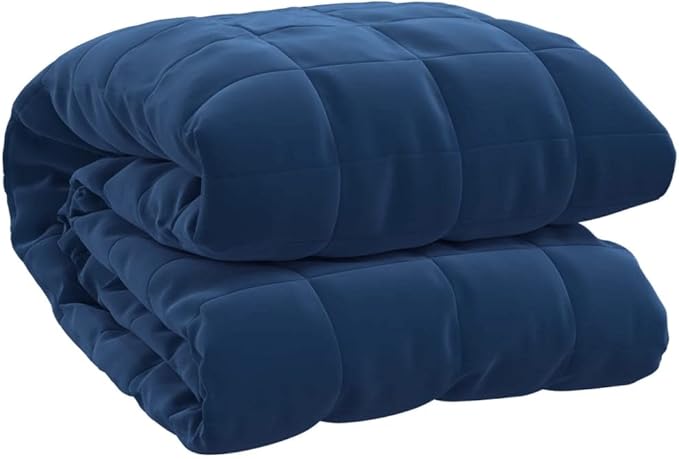 King Size Weighted Blanket Blue, Heavy Blanket for Adults with Calming Effect, 100% Brushed Polyester Microfiber, Hypoallergenic Odorless Glass Beads, Breathable Fabric