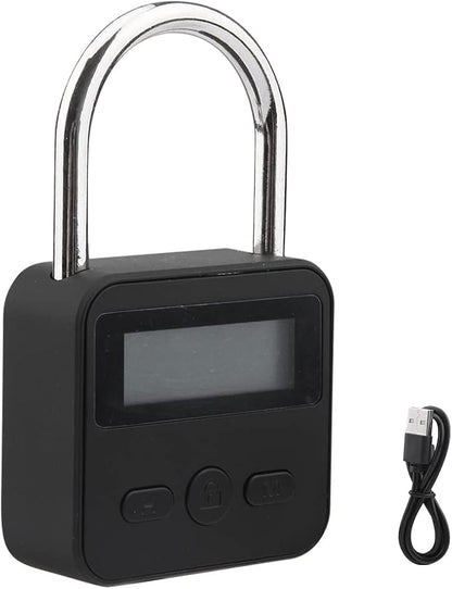 HAKUNA Metal Timer Lock - 99 Hours Max Timing, USB Rechargeable Timer Padlock with LCD Display, Multi-Function Electronic Time Lock for Self-Discipline (Black)