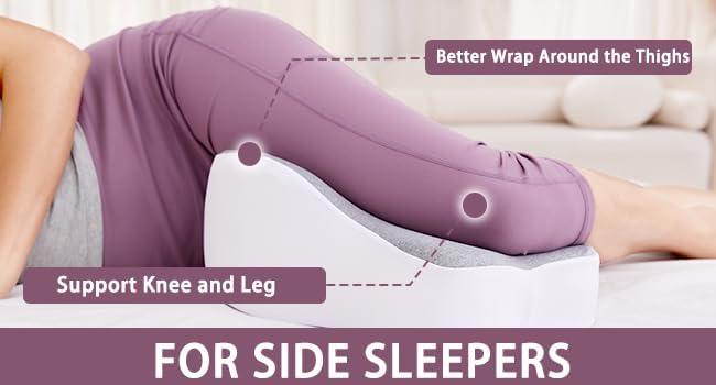 Knee Pillow for Side Sleepers, Long 13.8" Knee Leg Pillow for Side Sleeping, Memory Foam Smooth Spine Alignment Pillow, Sciatica Pain Relief Pillow with Ergonomic Design- Large, Gray (Original)