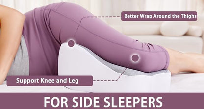 Knee Pillow for Side Sleepers, Long 13.8" Knee Leg Pillow for Side Sleeping, Memory Foam Smooth Spine Alignment Pillow, Sciatica Pain Relief Pillow with Ergonomic Design- Large, Gray (Original)
