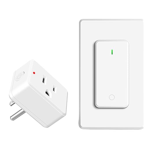 NineLeaf Remote Control Outlet,Wireless Remote Control Outlet Plug,500ft Long Range Wall Mounted Light Switch,15A 1500W for Home and Business,No Wiring,White,1PK