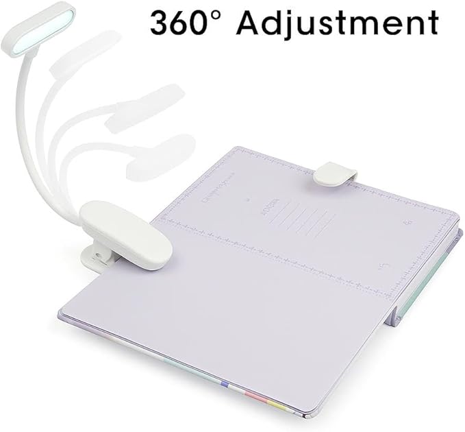 Rechargeable Book Light for Reading in Bed – 14 LED Book Light with 3 Color Temperatures, Stepless Dimming, Up to 80 Hours Runtime, 360° Rotatable Clip – Perfect for Book Lovers, White