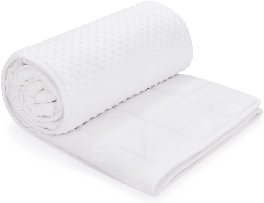 TONGDADA Minky Weighted Blanket | 40''x60'',10lbs | Cozy and Soft Minky Weighted Throw Blanket | Luxury Velvet with Premium Glass Beads | White Minky