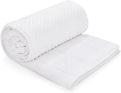 TONGDADA Minky Weighted Blanket | 40''x60'',10lbs | Cozy and Soft Minky Weighted Throw Blanket | Luxury Velvet with Premium Glass Beads | White Minky