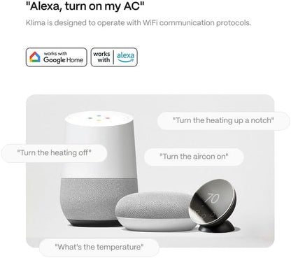 Boldr Klima Smart Thermostat for Air Conditioners, Window A/C, Mini Splits & Heat Pumps - Alexa & Google Home Compatible, WiFi Control App, Energy Saving, Easy DIY Install, Graphite Grey