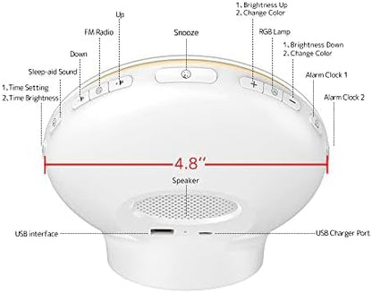 Dekala Sunrise Alarm Clocks for Heavy Sleepers, Wake up Light Sunrise, FM Radio, Dual Loud Alarms with White Noise Sounds, 7 Colors Night Light for Bedrooms Decor, Adults, Kids