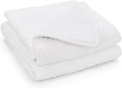 TONGDADA Minky Weighted Blanket | 40''x60'',7lbs | Cozy and Soft Minky Weighted Throw Blanket | Luxury Velvet with Premium Glass Beads | White Minky