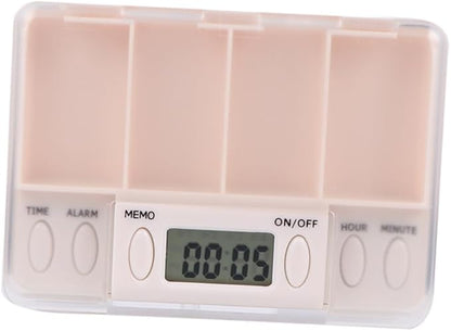 NOLITOY 2pcs Timed Reminder Pill Function Portable Electronic Medicine Organizer for Seniors Smart Compartment Storage for Daily Medication Plastic Design White